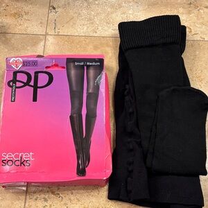 Pretty Polly Secret Socks Tights Small/Medium Black